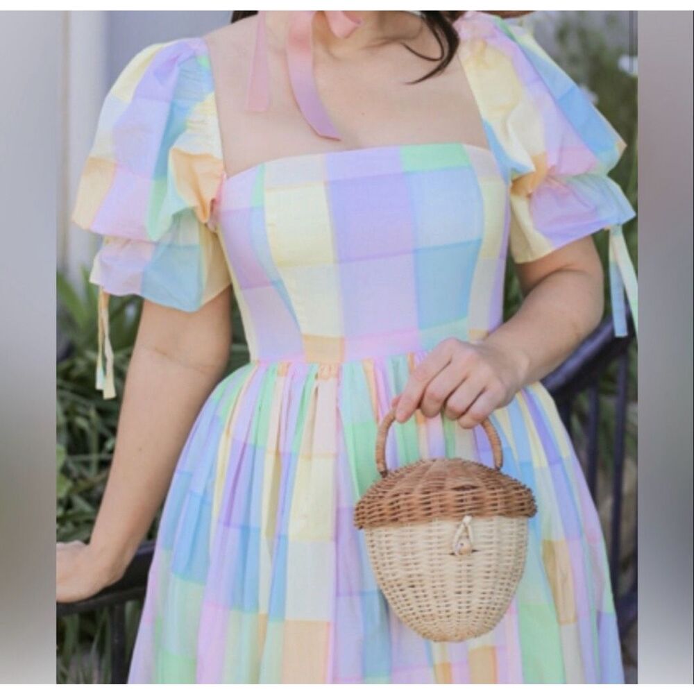 Selkie 5X the brunch market dress Easter pastel plaid tartan